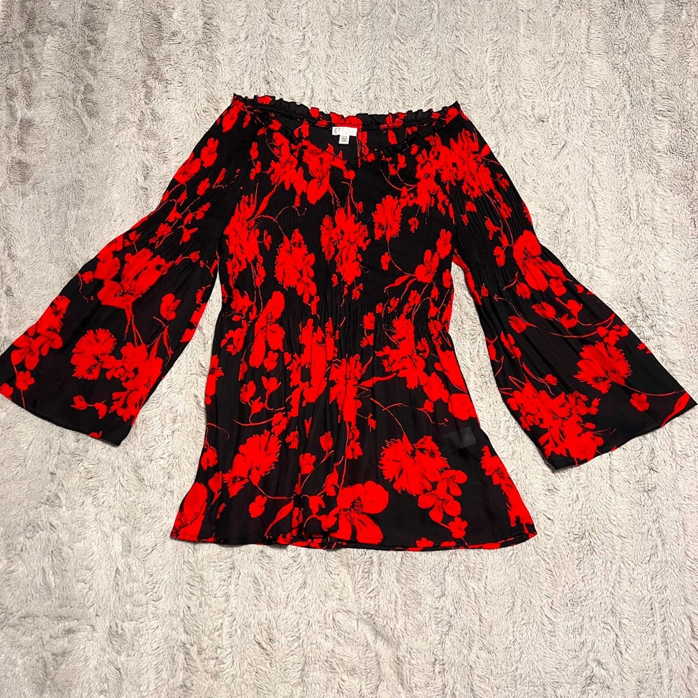 Red and Black Blouse